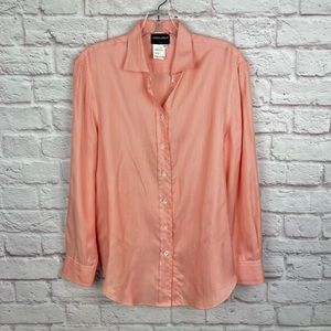 Giorgio Armani Classico Orange Vintage Stripe Silk Button-Down Size 44